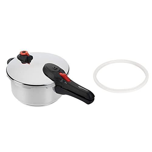 Amazon Basics Olla A Presión de Acero Inoxidable - Apta para inducción - 4 Litros