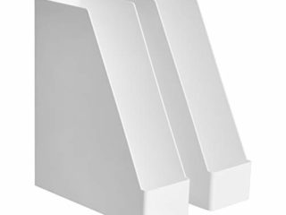 Amazon Basics Organizador de plástico, revistero, blanco, paquete de 2