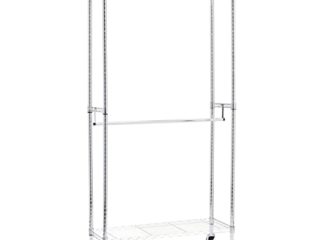 Amazon Basics - Perchero de ropa de doble barra con ruedas, Cromo