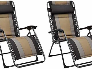 Amazon Basics - Set de 2 sillas acolchadas con gravedad cero - de color negro