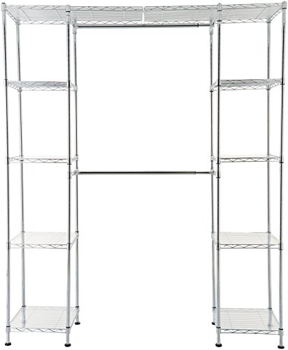 Amazon Basics - Sistema organizador de armario extensible, Cromo