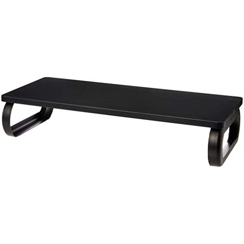Amazon Basics – Soporte de madera para monitor, elevador de ordenador, Negro