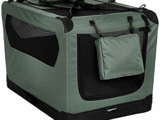 Amazon Basics – Transportín para mascotas abatible, transportable y suave de gran calidad, 91 cm, Gris