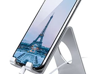 Amazon Brand - Eono Soporte Móvil, Universal Teléfono Soporte, Mesa Teléfono Base Dock para iPhone 13 Pro MAX Mini 12 11 XS XR X 8 7 6 Plus, Switch, Galaxy Note S A, Huawei, Otras Smartphones - Plata