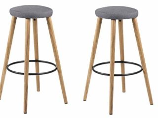 Amazon Brand - Movian Tarna - Juego de 2 taburetes de bar, 41 x 41 x 77 cm, gris