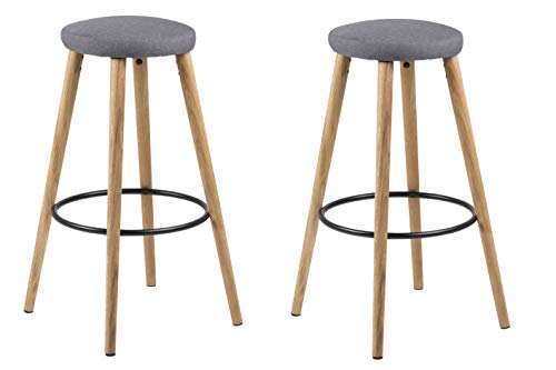 Amazon Brand - Movian Tarna - Juego de 2 taburetes de bar, 41 x 41 x 77 cm, gris