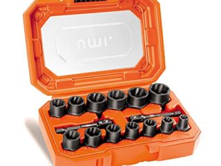 Amazon Brand - Umi 15 Piezas Juego de Extractores de Tuercas y Pernos de Impacto, Herramienta de Extracción, Removedor de Tuercas Dañados, Juego de Herramientas para Quitar Enchufes y Pernos Oxidados