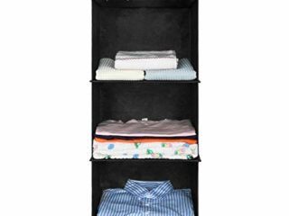 Amazon Brand – Umi Estante de Almacenamiento Colgantes,Organizador de Ropa de Armario,Ahorro de Espacio y Plegable,Colgador de Armario para Ropa Interior,Calzado,Cinturones y Accesorios Negro