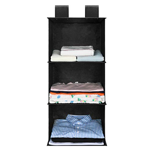 Amazon Brand – Umi Estante de Almacenamiento Colgantes,Organizador de Ropa de Armario,Ahorro de Espacio y Plegable,Colgador de Armario para Ropa Interior,Calzado,Cinturones y Accesorios Negro
