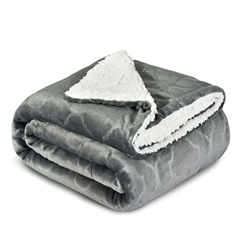 Amazon Brand-Umi Manta para Sofá 220 x 240 cm, Manta de Sherpa y Franela Reversible Suave y Cálida Invierno, Manta Polar, Manta Pelo Microfibra para Sofá Cama Coche Sillón, Gris