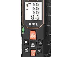 Amazon Brand – Umi Medidor Laser, 40M/131Ft Metro Laser, Telemetro Laser IP54 con 2 Niveles de Burbuja, Precisión de ±2 mm, Gran Pantalla LCD Retroiluminada, Botón de Silencio