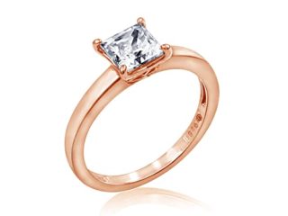 Amazon Collection 1 cttw Anillo, Plata chapada en Oro Rosa, Size 6