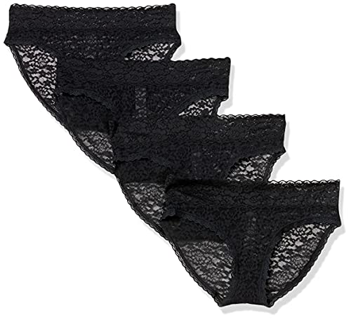 Amazon Essentials 4-Pack Lace Stretch Bikini Panty Underwear, Negro, US S (EU S - M)
