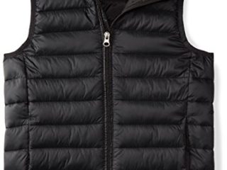Amazon Essentials Boys' Lightweight Water-Resistant Packable Puffer Vest Camiseta sin Mangas, Negro (Black Caviar), Small