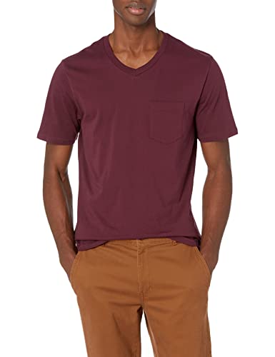 Amazon Essentials – Camiseta con cuello en V para hombre (2 unidades), Rojo (Burgundy Bur), US S (EU S)