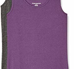 Amazon Essentials – Camiseta de tirantes de corte entallado para hombre (2 unidades), Morado (Dark Purple/Charcoal Heather), US M (EU M - L)