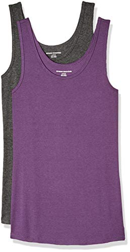 Amazon Essentials – Camiseta de tirantes de corte entallado para hombre (2 unidades), Morado (Dark Purple/Charcoal Heather), US M (EU M - L)