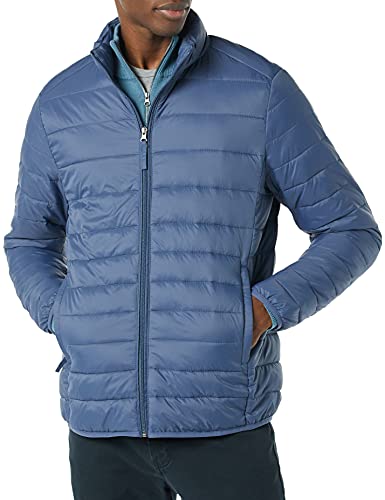 Amazon Essentials Lightweight Water-Resistant Packable Puffer Jacket Chaqueta, Añil, L