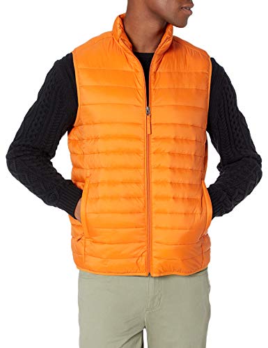 Amazon Essentials Lightweight Water-Resistant Packable Puffer Vest Chaleco de plumón, Naranja, S