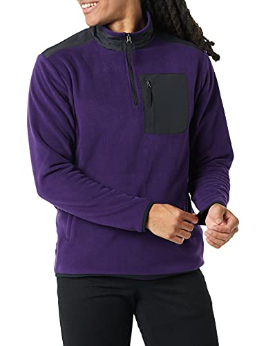 Amazon Essentials Quarter-Zip Polar Fleece Jacket Chaqueta de Forro, Morado/Negro, Bloque de Color, XS