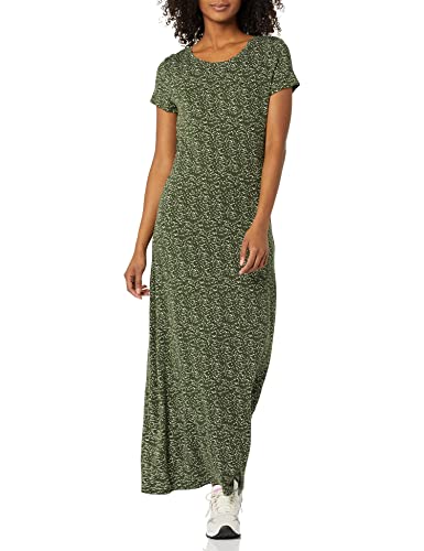 Amazon Essentials Vestido Maxi de Manga Corta Mujer, Verde, Lunares, XXL