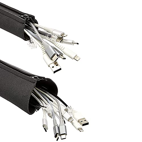 AmazonCommercial - Fundas ajustables para gestión de cables, de neopreno, con cremallera, juego de organizadores de cables, 48,26 cm, (4 unidades)