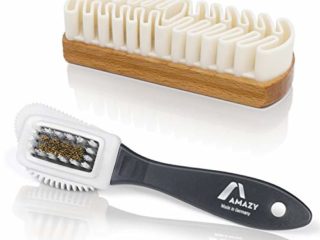 Amazy Cepillo Gamuza Perfecto para Zapatos – Juego de cepillos para limpiar ante, gamuza, nobuk o terciopelo