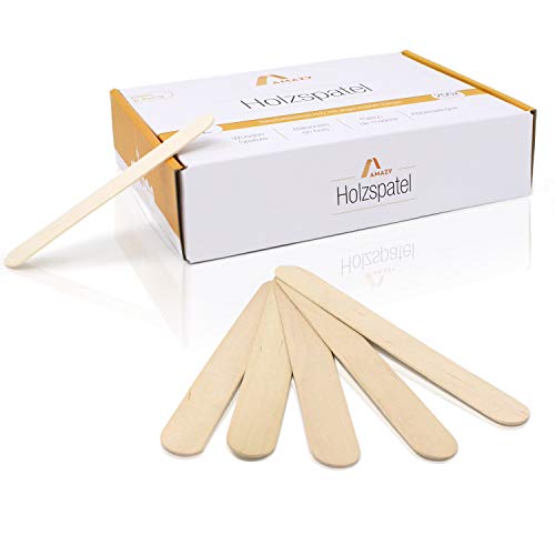 Amazy Palos polo de madera (200 piezas) - Palitos de madera natural ideales para paletas, cera y artesanías (grandes | 150 x 18 mm)
