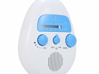 AM/FM Mini radio de ducha con altavoz incorporado y antena para baño, resistente al agua (no incluye batería)