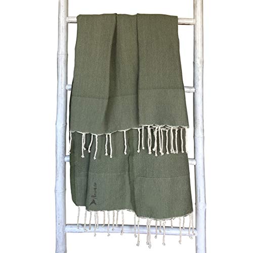 Amiaire Toalla de Playa Costa Oliva- Toalla 100% algodón - Tamaño 100 x 180 cm - Incluye Bolsa de Viaje - Secado rápido - Toalla de Playa fouta