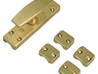 Amig - Falleba de Sobreponer para Ventanas Dorada Mod.19, Cierre de Seguridad de Latón con Manilla, Incluye Soporte Central + 4 Soportes Laterales, Medidas: 126 x 32 mm, Dorado