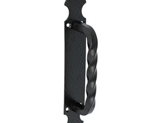 Amig - Manillon de Zamak con Placa Punteada de Acero 28x4,5 cm | Tirador para Puertas de Paso, correderas de Valla y Portones | Negro - Fácil colocación con Tornillos