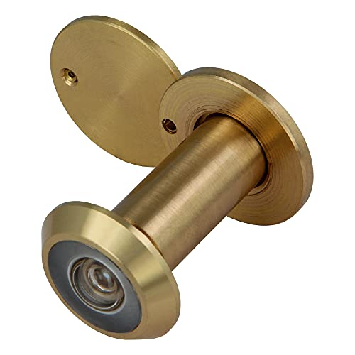 Amig - Mirilla Mod. 3 con Lente Súper Angular para Puertas Interiores y Exteriores 3-14 de Aluminio en Color Oro, Dorado (S) | Medidas - Diámetro 14 mm, Grosor de la Puerta 35-60 mm