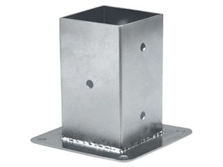 Amig - Soporte de Fijación de Suelo Cuadrado Mod.358 en Acero Zincado | Base de Atornillar Ideal de Vallas, Postes, Cercas o Vigas de Madera para Jardines, Patios o Terrazas | Medida: 72 mm