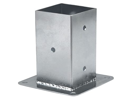 Amig - Soporte de Fijación de Suelo Cuadrado Mod.358 en Acero Zincado | Base de Atornillar Ideal de Vallas, Postes, Cercas o Vigas de Madera para Jardines, Patios o Terrazas | Medida: 72 mm