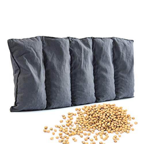 Amilian Cojín térmico de huesos de cereza de 55 x 20 cm, ideal como cojín de masaje o para el frío, antracita