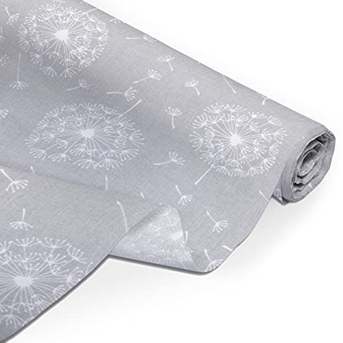 Amilian Tela de algodón por metro, telas, restos de tela, paquete de tela: aprox. 160 cm x 200 cm, para costura, patchwork, 100% algodón, para manualidades, tela de costura, diente de león, gris