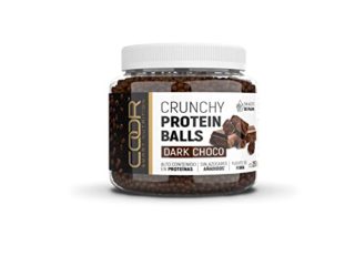 AMIX ADVANCED NUTRITION Coor - Snack Saludable - Bolas Crujientes De Proteínico - Bote 250 G - Fuente De Fibra Y Proteínas - Contiene Minerales Y Oligoelementos - Aporte De Energía, Chocolate Negro
