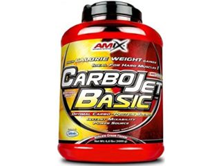 AMIX - Complemento Alimenticio - Carbojet Basic - Carbohidratos y Proteínas para Aumentar la Masa Muscular - Con Concentrado de Proteína de Suero -Recuperador Muscular - Sabor Fresa - 3 KG