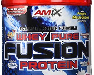 AMIX, Proteína Whey, Pure Fusión, Concentrado de Suero Ultra Filtrado, Sabor melón y yogurt, Proteínas para Aumentar Masa Muscula, Proteína Isolada con Splenda, Contiene L-glutamina , 1 Kg