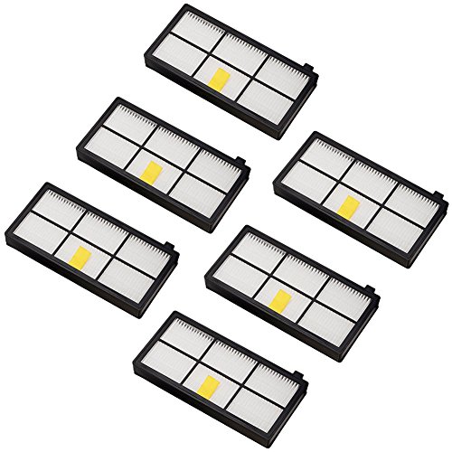 Amoy Accesorios de filtros para iRobot Roomba serie 800 y 900 980 966 960 865 870 875 876 Recambios, 6 piezas