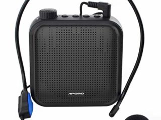 Amplificador de Voz, Sistema de PA Recargable de 12 Vatios (1200 mAh) con Micrófono con Cable para Profesores, Guía Turístico y más (Negro)