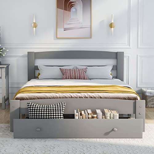 AMZOLNE Cama Doble Madera con cajones y somier de Lamas para Adultos Adolescentes Dormitorio habitación de Invitados Hotel Muebles Cama de 140x200 cm Cama para jóvenes la licenciatura