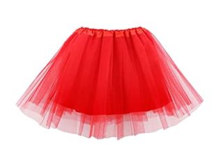 Ancokig Tutu Falda de Mujer Falda de Tul 50's Short Ballet 4 Capas Accesorios de Vestimenta de Baile Niñas para Vestirse Disfraces Danza (Rojo)