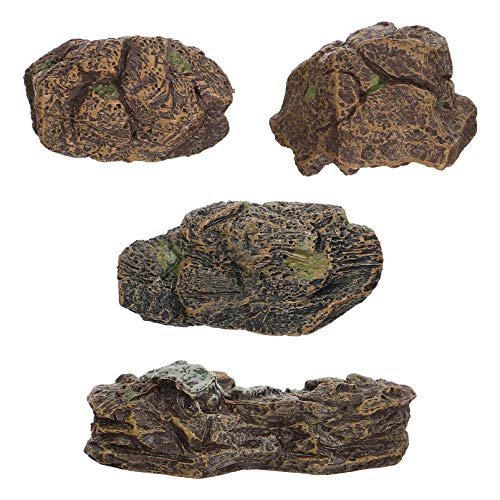 Angoily 4 Piezas Miniatura Piedra de Roca PVC Mini Piedras Naturales Acuario Pecera Rocas Micro Paisaje Ornamento para Jardín de Hadas Bonsai Casa de Muñecas Terrarios Arena Mesa