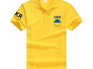 ANHPI Ucrania Polo Camisetas Hombres de Manga Corta Impresa Equipo de la nación Camisas Deportivas, Personalizado Gratis (Color : Yellow, Size : L)