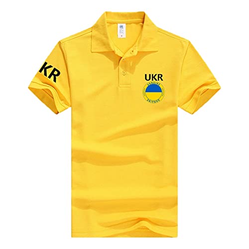 ANHPI Ucrania Polo Camisetas Hombres de Manga Corta Impresa Equipo de la nación Camisas Deportivas, Personalizado Gratis (Color : Yellow, Size : L)