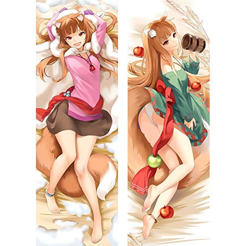 Anime Spice and Wolf Holo Dakimakura Hugging Throw Body Pillow Case Anime Mujeres Mujer Otaku Waifu DIY Disfraz Cubierta Regalos 34X100cm