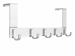 Anjuer Perchero para Puerta Colgadores de Puerta Aluminio Percha de Baño Gancho de Baño para los dormitorios baños armarios gabinete - 5 Ganchos