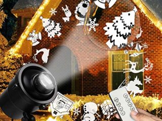 ANKOUJA Lámpara LED decorativa navideña con proyector 3D para niños, IP65, con mando a distancia, lámpara de proyección exterior e interior para Navidad, temporizador, 20 patrones